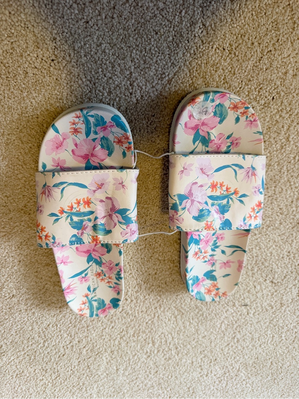 Floral Slide Sandals - Pink & Teal